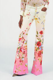 RC Pantaloni Flare con Stampa Miami Flowers GREEN/FUCHSIA WQJ205-DAR32