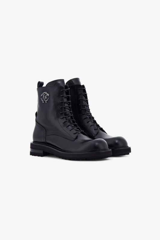 RC Black Combat Boots Monogram RC RC Black Combat Boots Monogram RC Black TRS033-PZ03A