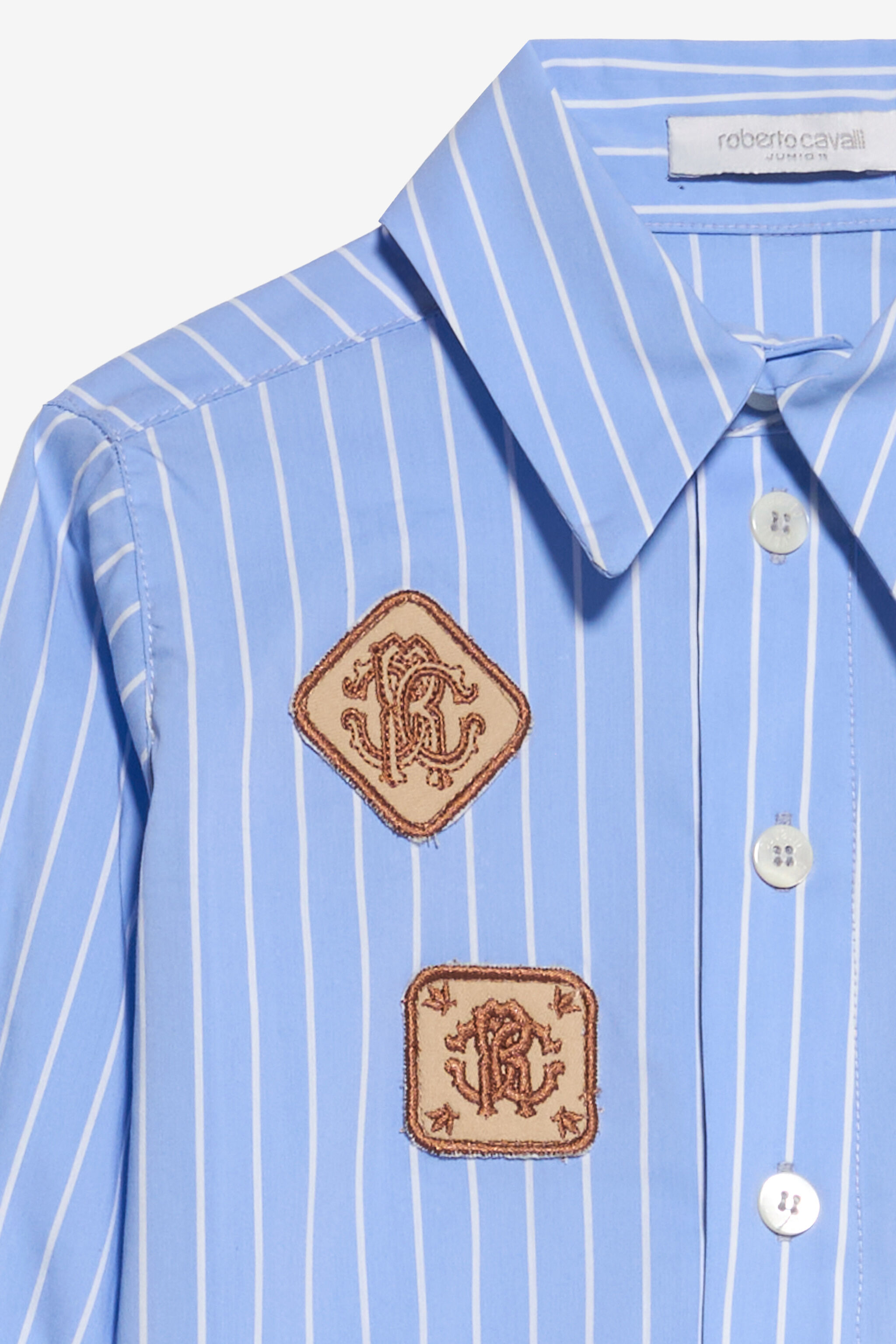 JU Camisa de rayas con parche JU Camisa de rayas con parche WHITE/LIGHT BLUE XJT70P-FN009