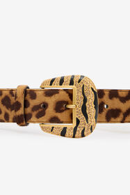 RC Leopard Belt With Bejeweled Buckle RC Leopard Belt With Bejeweled Buckle Light Brown VKC005-PZA92