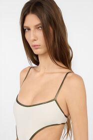 RC Brown One-piece Swimsuit with Cut-out IVORY WWW007-LL030