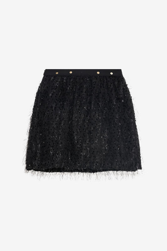 JU Glitzernder schwarzer Rock für Kids BLACK XJT30M-FT001