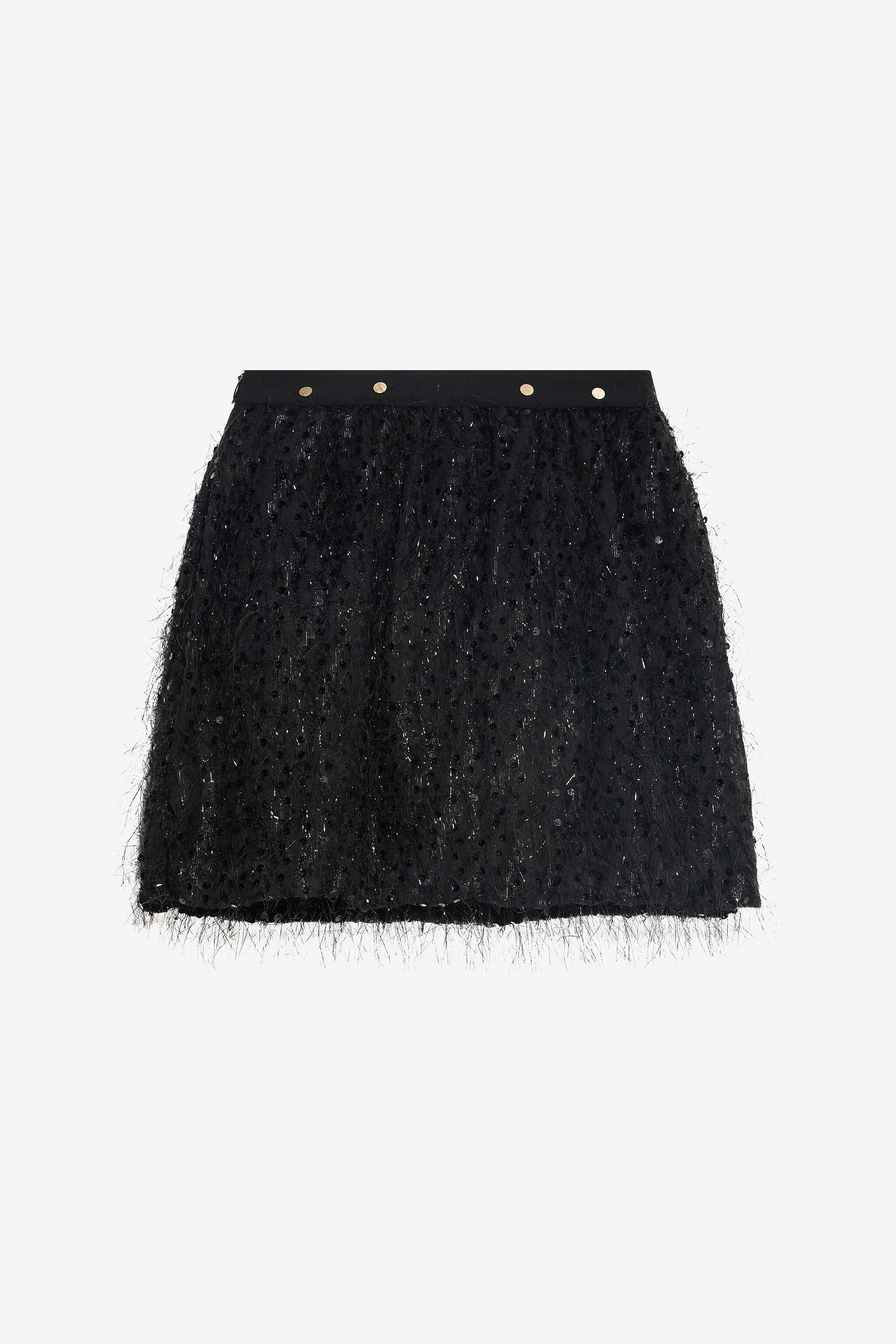 JU Glitzernder schwarzer Rock für Kids BLACK XJT30M-FT001