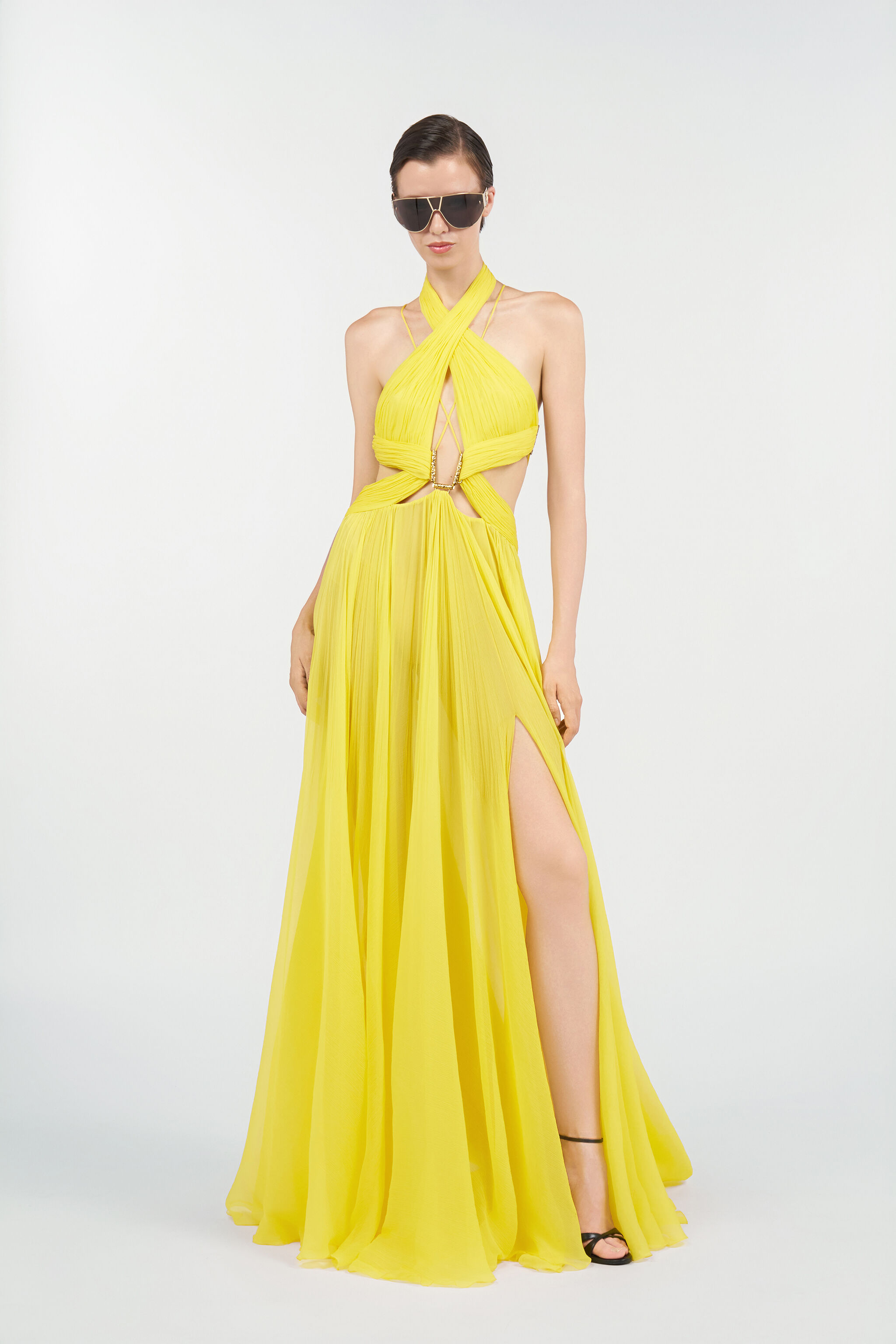 yellow cut out maxi dress Women's Butter Yellow Asymmetric Cut Out Detail Maxi Dress