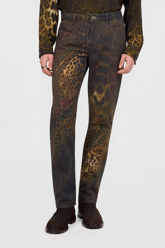 RC Cotton denim trousers with Jaguar print RC Cotton denim trousers with Jaguar print DARK GREEN/BLACK XNJ201-EAI31