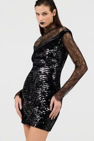 RC Vestido de encaje con lentejuelas BLACK XWT121-FT075
