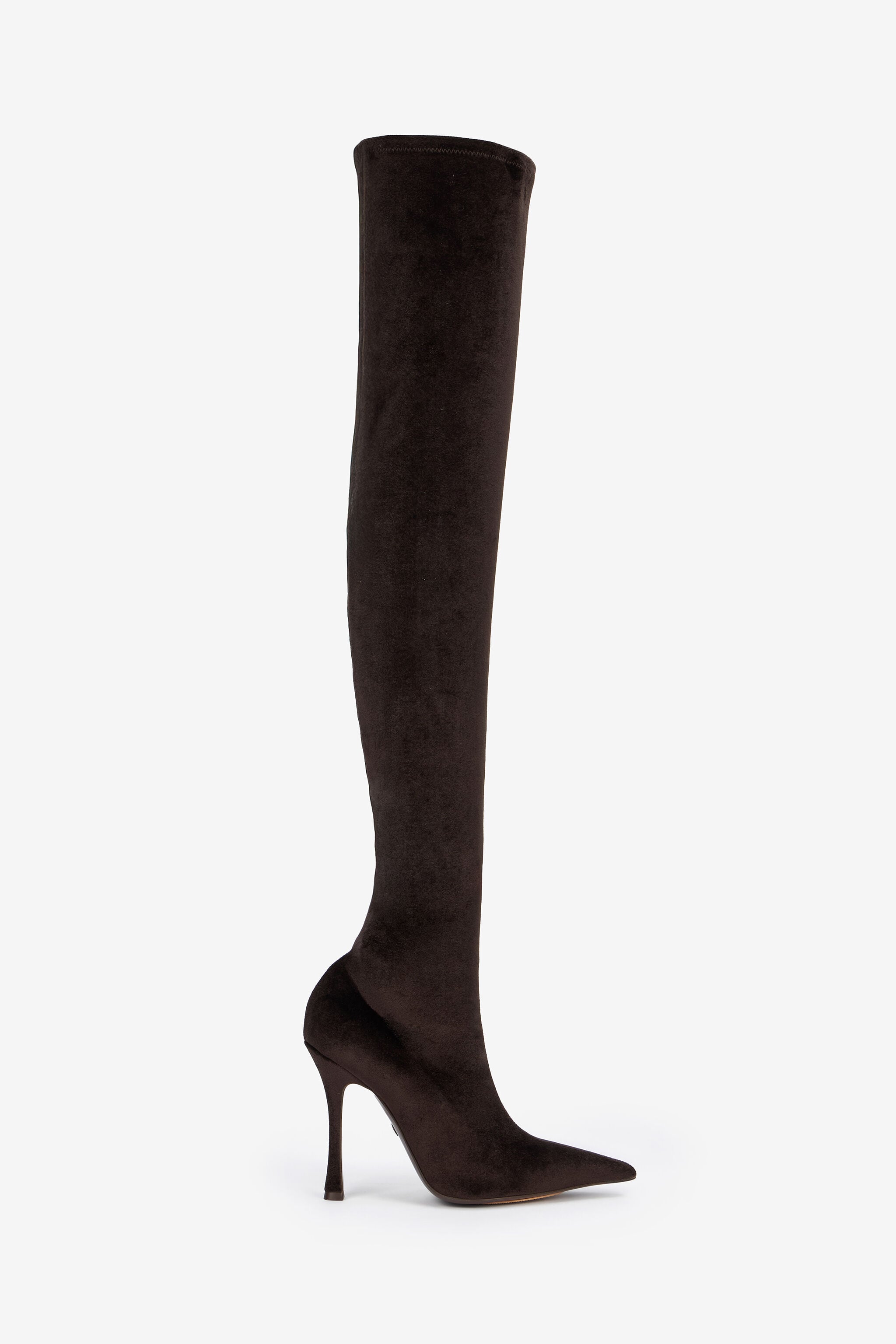RC Brown Satin Pointed-Toe Thigh High Boots RC Brown Satin Pointed-Toe Thigh High Boots Brown VWS004-VZ018