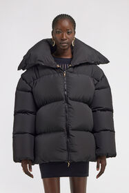 RC Schwarze Daunenjacke mit Hohem Kragen Schwarz TKT800-SB001