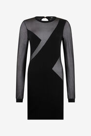 JC Black Mini Dress With Sheer Inserts Black UFT164-UF230