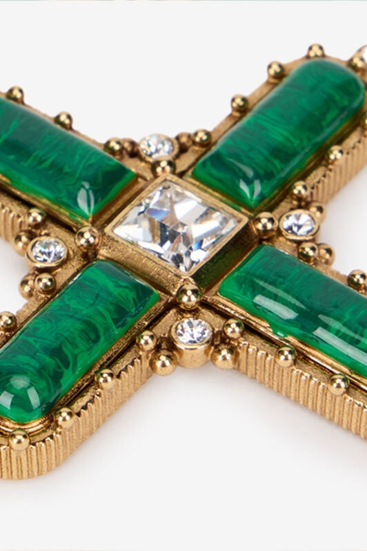 RC Green Jewelled Cross Necklace RC Green Jewelled Cross Necklace ORO/MALACHITE TKG012-AM081