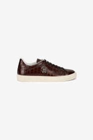 RC Sneakers in Leather with Croc Embossing BROWN SOS00L-PZ577