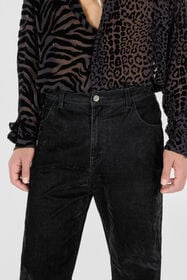 RC Pantalones De Algodón Elástico Negro TRJ210-FN201