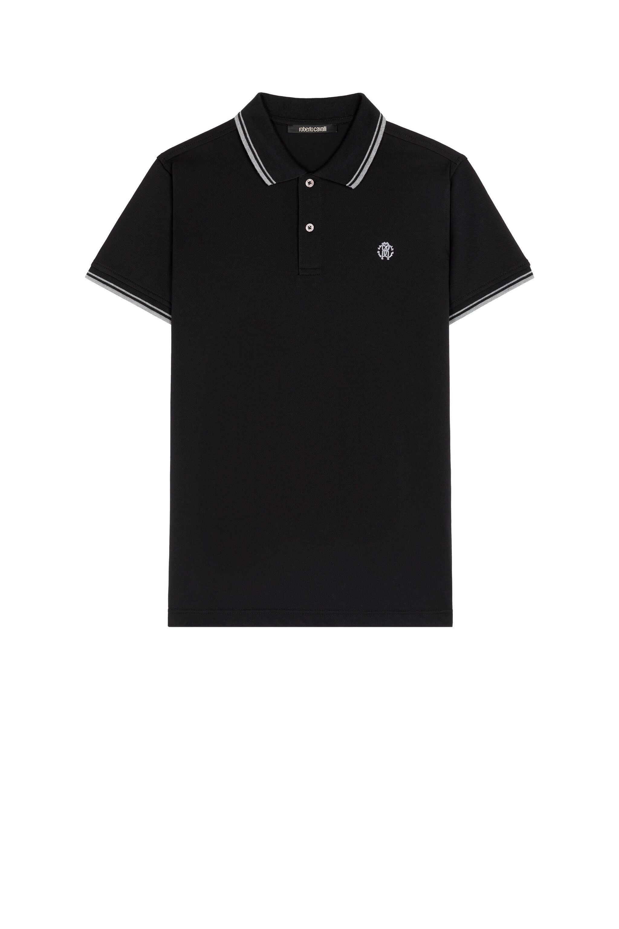RC RC Monogram-Embroidered Polo Shirt Schwarz KOT60A-KB017