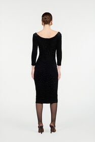 RC Black Sheath Dress With Jaguar Skin Pattern Black VWT162-CJ003