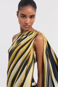 RC Ray Of Gold Print Silk Maxi Dress Gold TKT106-CTM33
