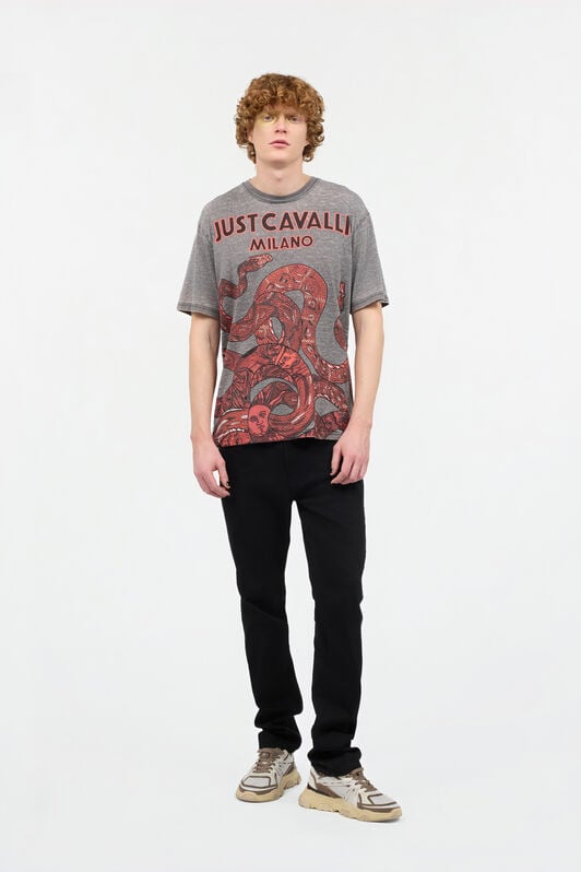JC T-Shirt With Logo And Snakes JC T-Shirt With Logo And Snakes Gray UFT031-UF051