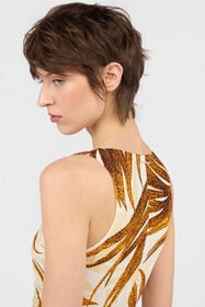 JC Golden Palm Print Mini Dress DAFFODIL WFT293-WF691