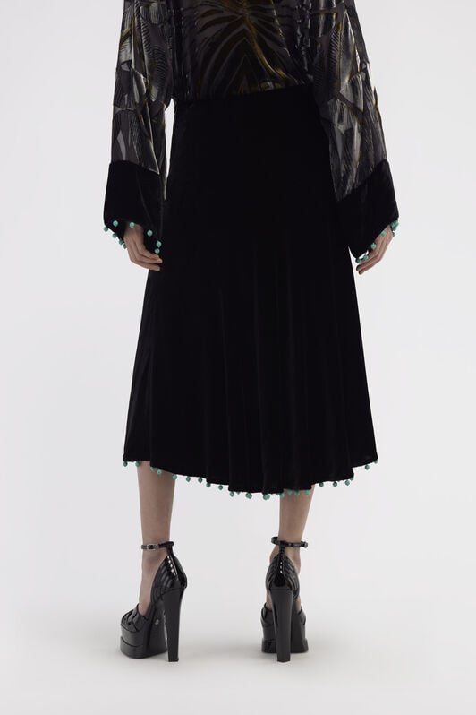 RC Beaded-trim high-waisted skirt RC Beaded-trim high-waisted skirt Negro RKR304-VL067