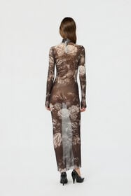 RC Vestido De Tul Laminado Con Estampado Fiammingo Flowers BLACK /DARK GREY LAM XWT134-TLT77