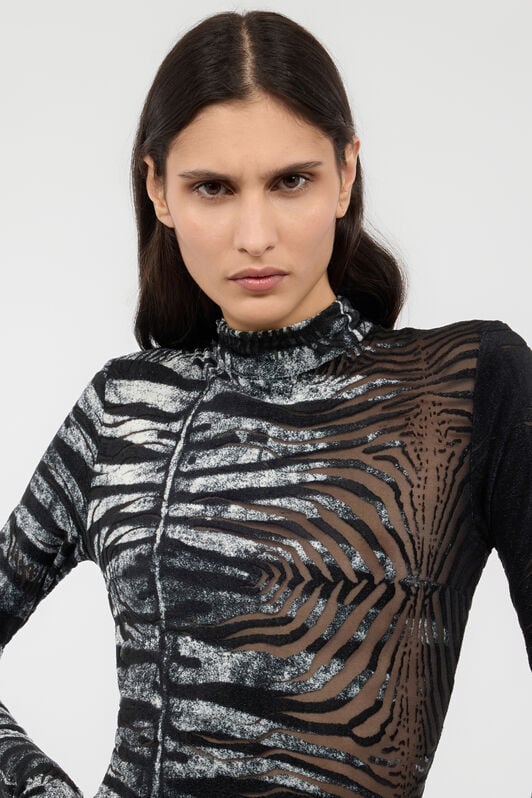 RC Long See-Through Dress With Zebra Pattern RC Long See-Through Dress With Zebra Pattern Black/White UKT144-CPN50
