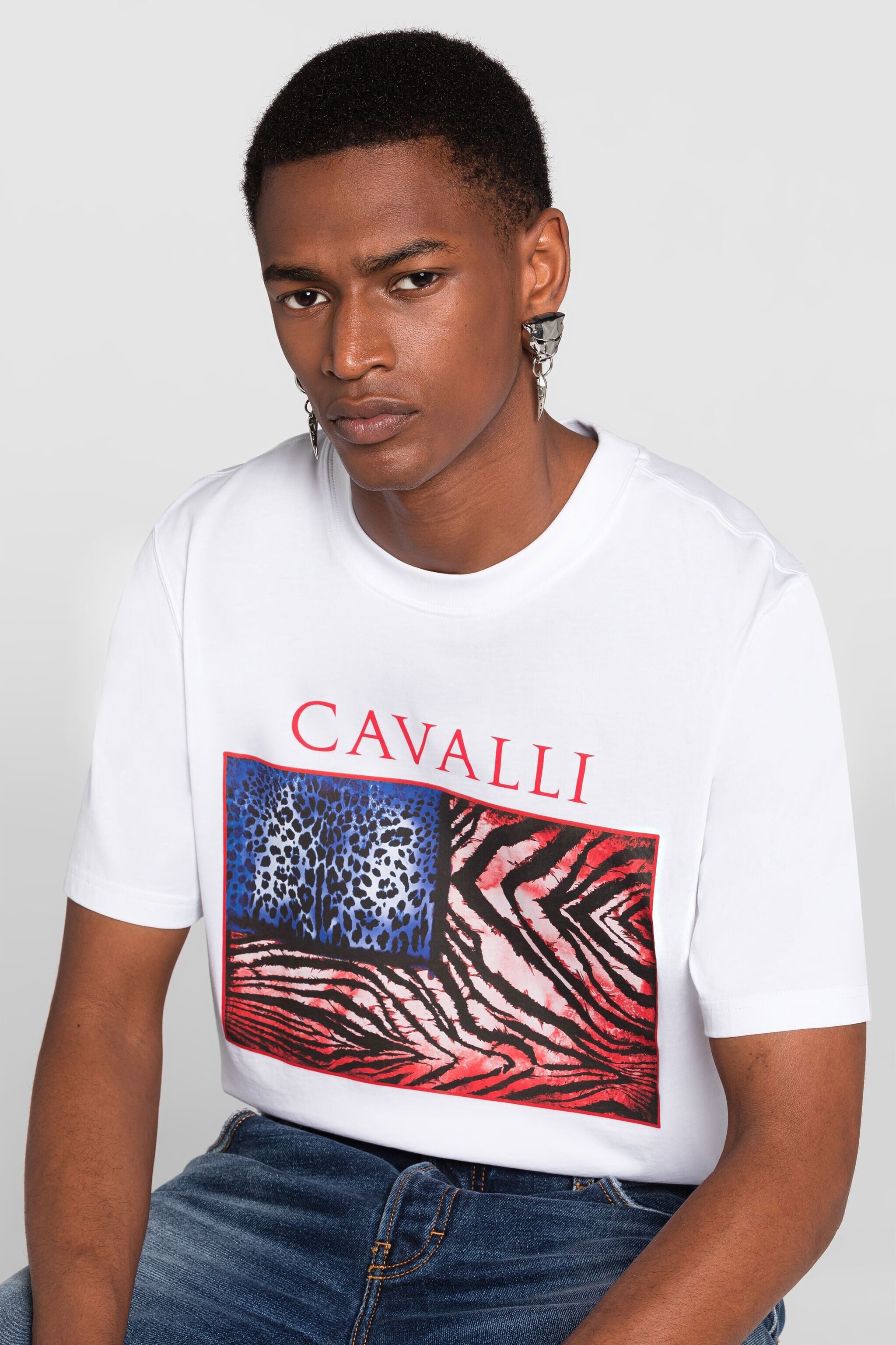 RC Animalier Patchwork-Print T-Shirt RC Animalier Patchwork-Print T-Shirt White PRT60A-JD060