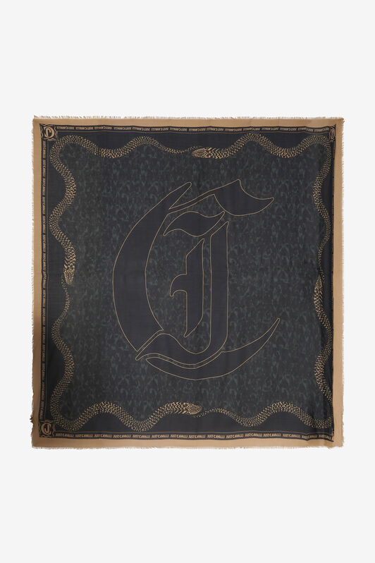 JC Jaguar Skin Scarf with JC Monogram JC Jaguar Skin Scarf with JC Monogram Black TFA034-TF350