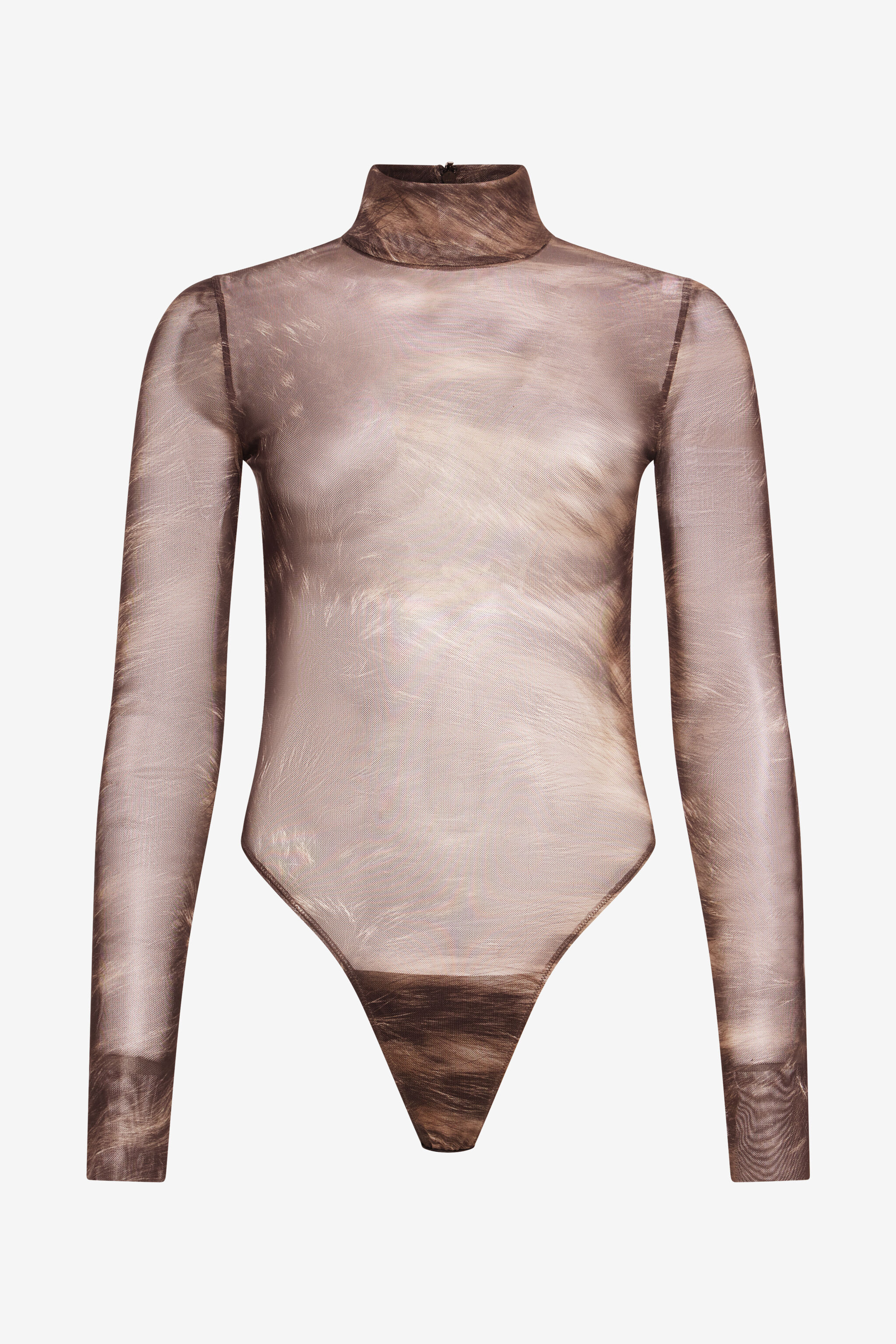 RC Body aus laminiertem Tüll mit Fur-Print RC Body aus laminiertem Tüll mit Fur-Print BLACK/CAMEL LAMINATO XWT608-TLT79