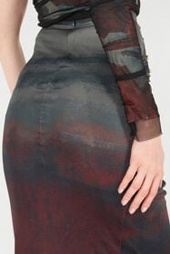 RC Mottled-Effect Midi Skirt Black/Red VQT307-NXP69