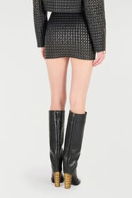 RC Quilted Leather Miniskirt Black VQP301-PN001