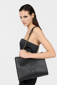 RC Black Leather Monogram RC Shoulder Bag BLACK ROB00K-PZ098