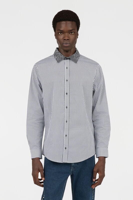 RC White Shirt with Striped Contrast Collar RC White Shirt with Striped Contrast Collar BLACK TOT70D-CH032