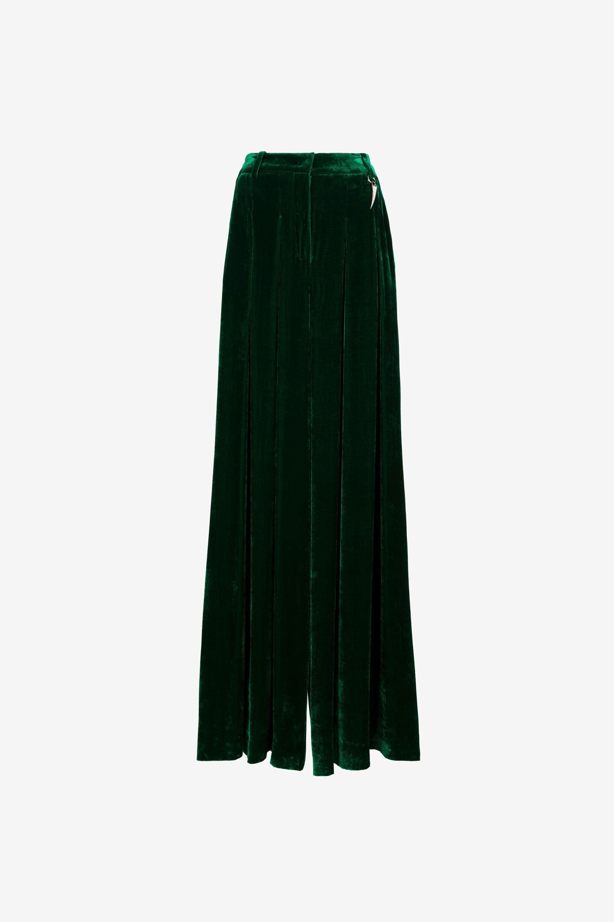 RC Tiger Tooth Wide-Leg Velvet Trousers RC Tiger Tooth Wide-Leg Velvet Trousers Dark green PWT205-VL067