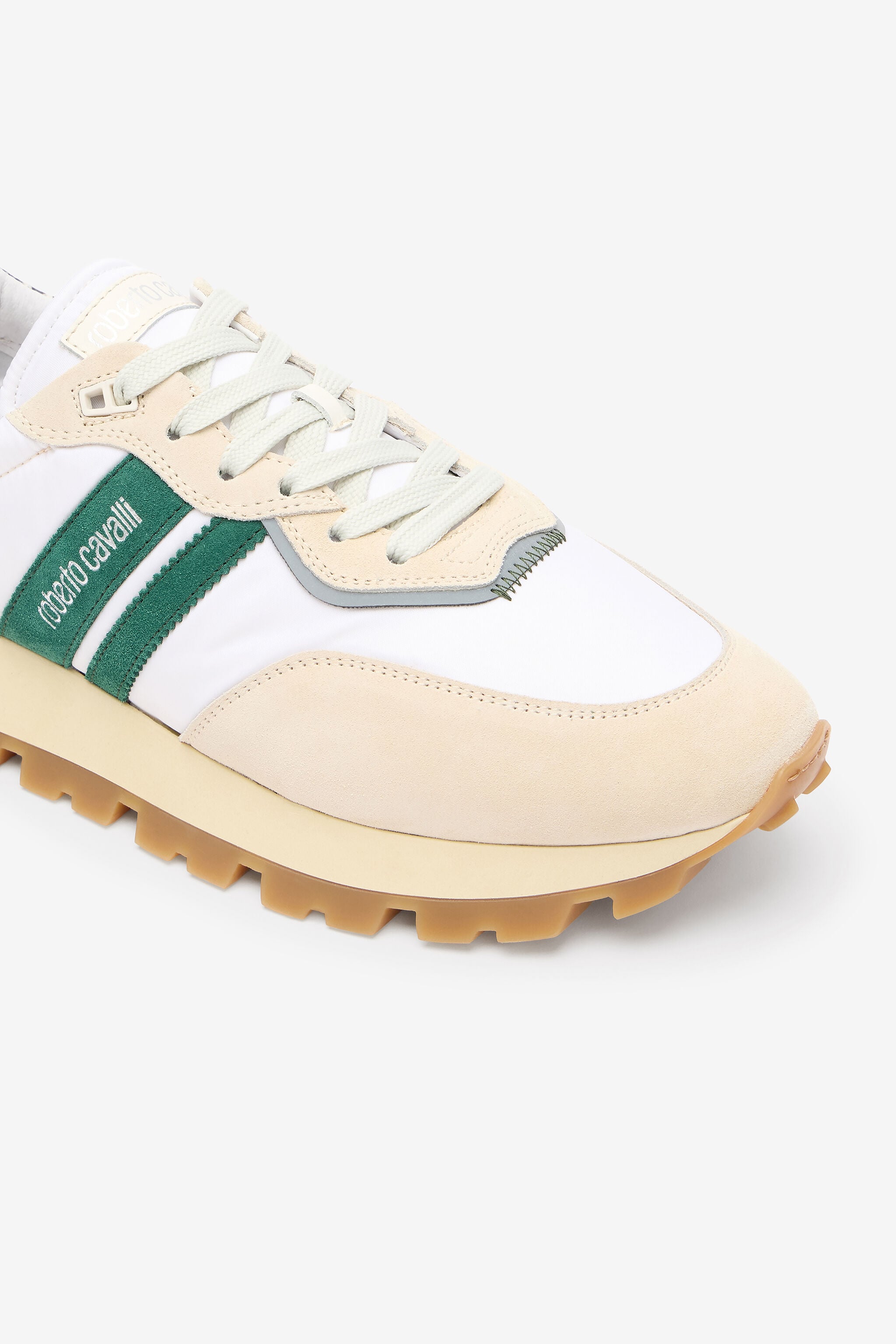 RC White Running Shoes With Snake-Print Detail RC White Running Shoes With Snake-Print Detail BIEGE/GREEN QOS00F-PZA81