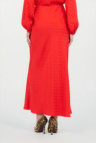 RC Long Skirt with Jacquard Monogram Print CORAL RED WQT306-RK010