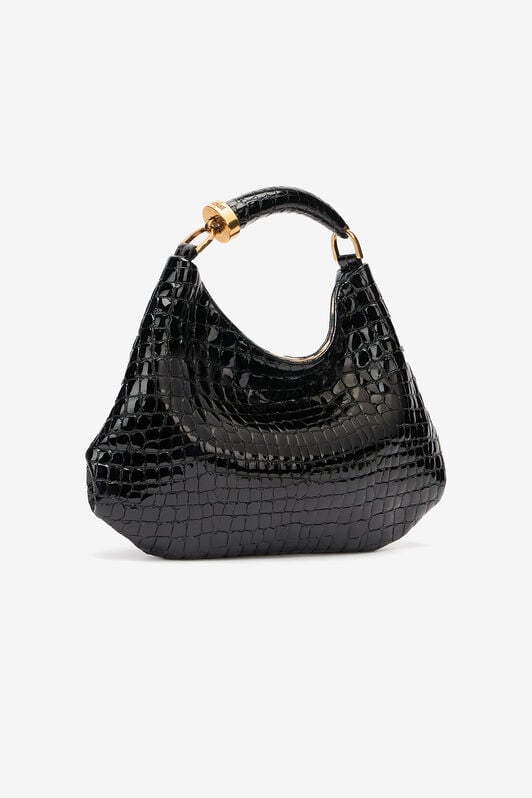 RC Crocodile-Print Hobo Bag RC Crocodile-Print Hobo Bag Black TKB009-PZE04