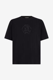 RC Schwarzes T-Shirt mit Ton-in-Ton-Logo BLACK TOT60E-FT223