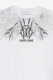 JU Optic White T-Shirt With Leaf Print And Logo OPTICAL WHITE VJT60L-JD001