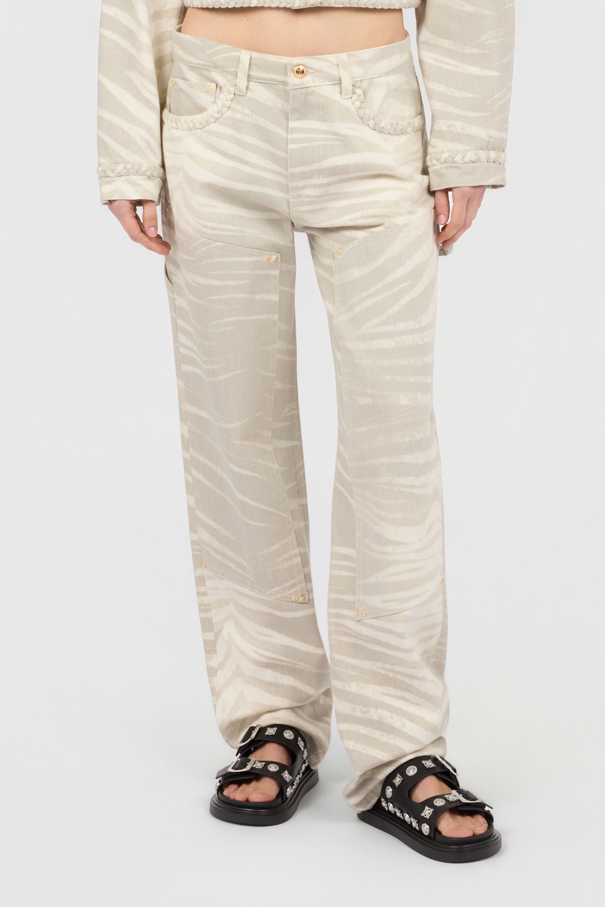 JC Natural Barb Print Jeans JC Natural Barb Print Jeans OFF WHITE WFJ051-WF535
