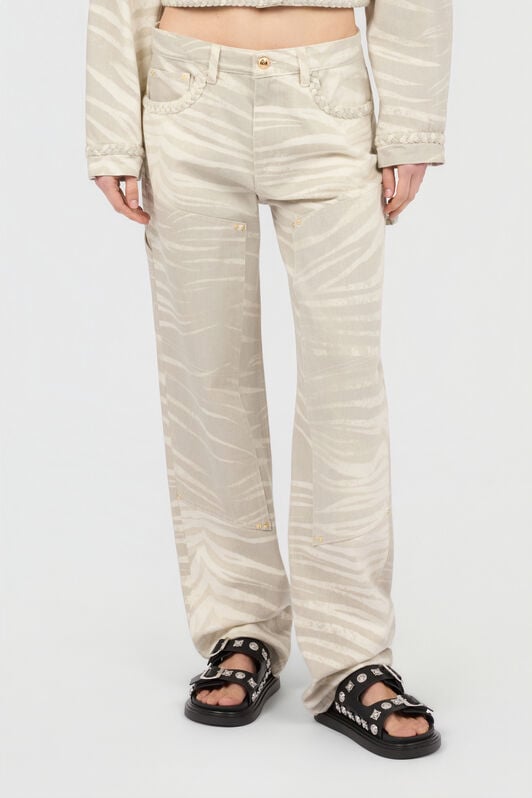 JC Natural Barb Print Jeans JC Natural Barb Print Jeans OFF WHITE WFJ051-WF535