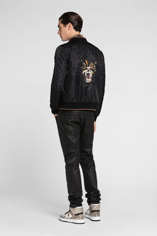 RC Embroidered animal motif bomber jacket RC Embroidered animal motif bomber jacket Black QRT527-RD051