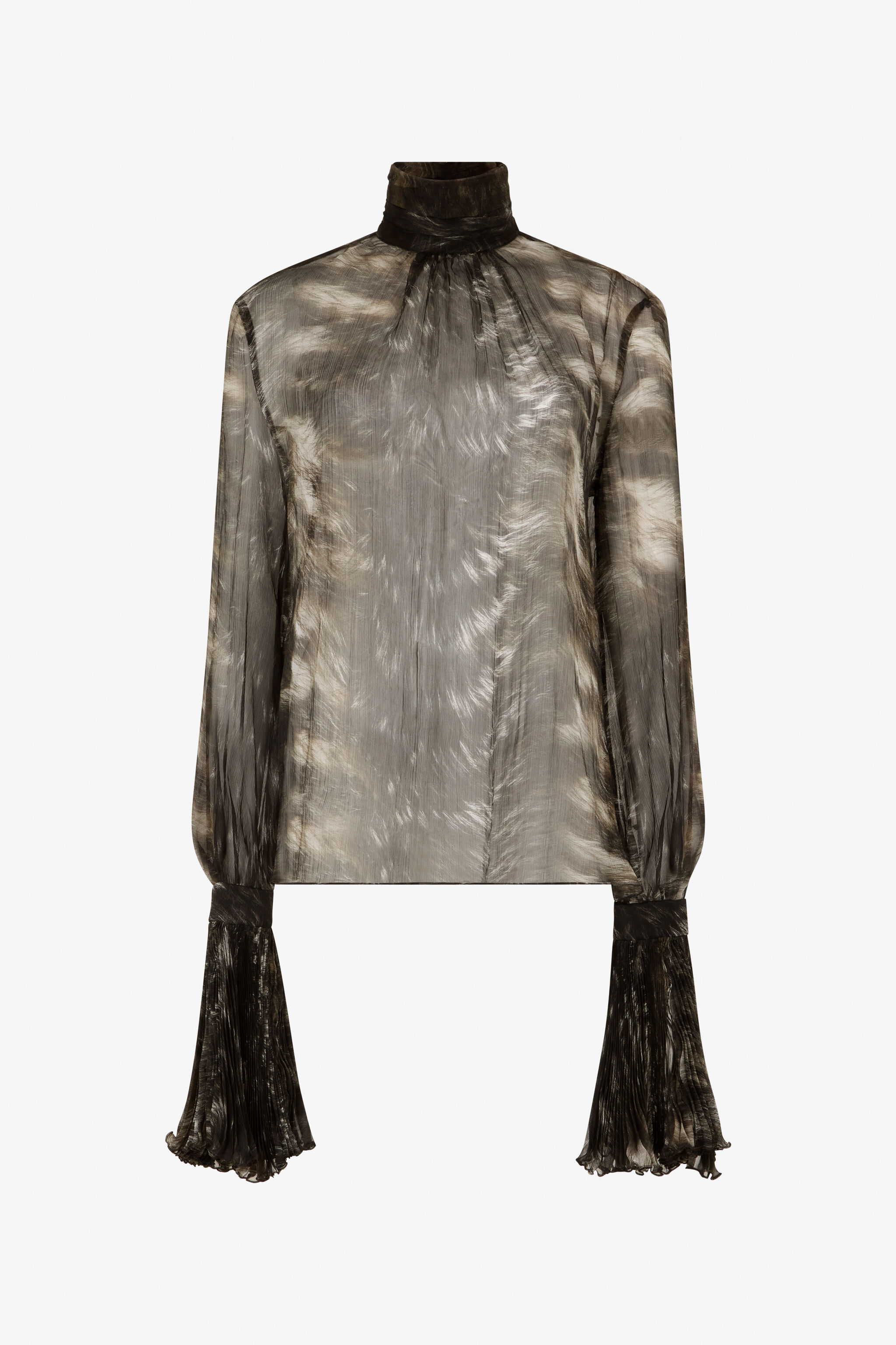RC Seidenbluse mit Fur-Print BLACK/BEIGE XWT702-CKT79