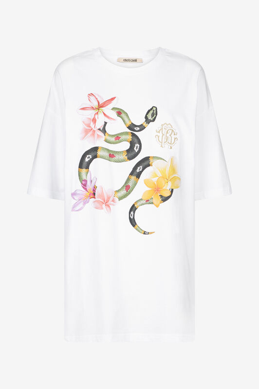 RC T-Shirt Mit Schlange Und Blumen Weiß OOT62A-JD060