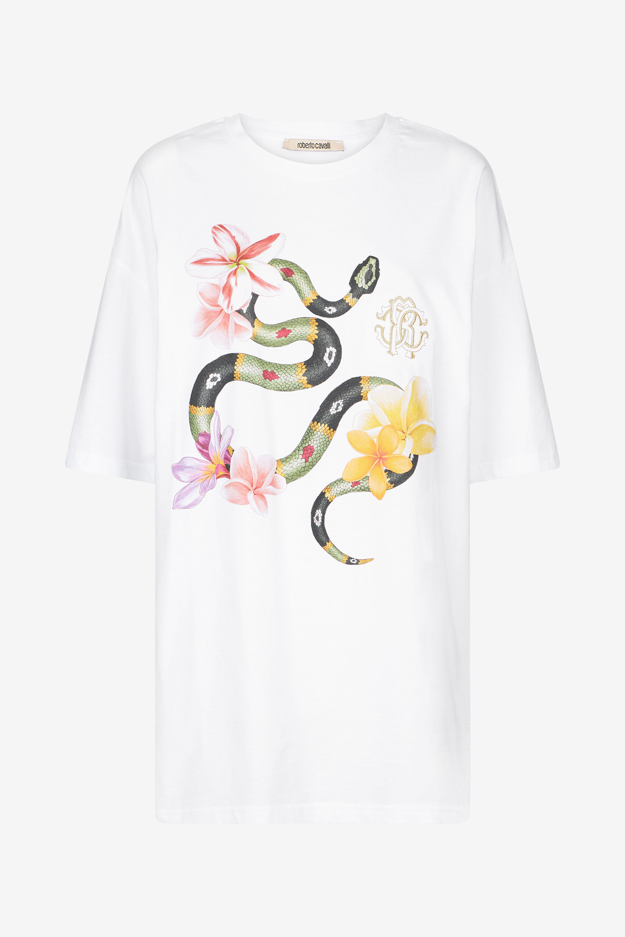RC T-Shirt Mit Schlange Und Blumen Weiß OOT62A-JD060