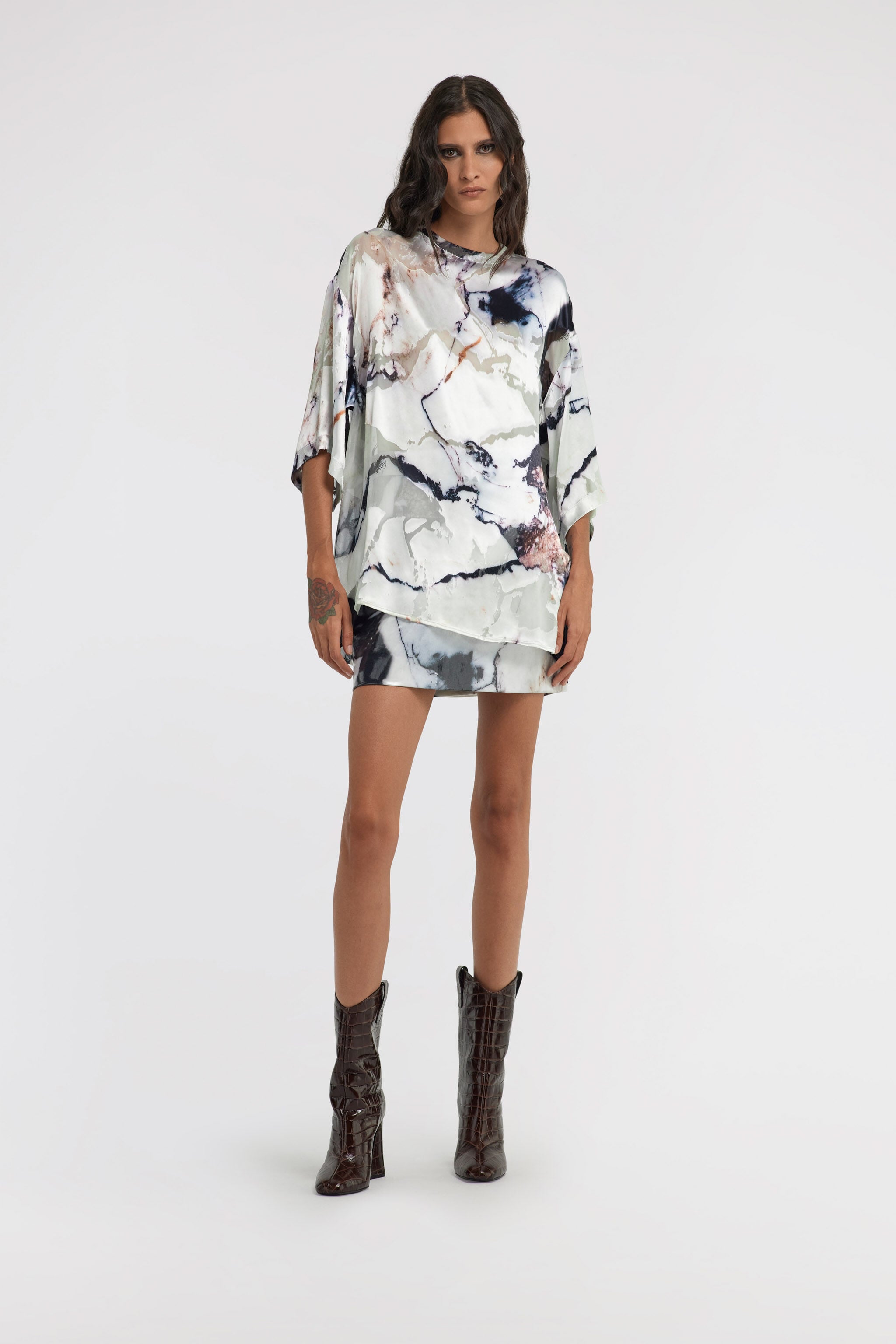 RC Marble Print T-shirt Black/White TWT602-HEN18