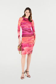 RC Sheath Dress With Rose Print RC Sheath Dress With Rose Print Fuchsia UKT146-6HN48