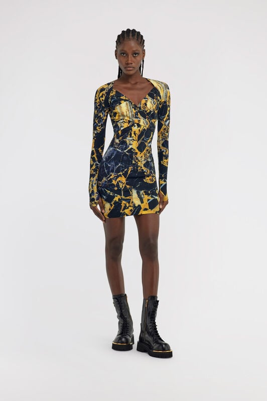 RC Marble print Dress RC Marble print Dress Yellow TWT135-LNN19