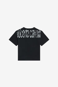 JU Black Cotton T-shirt With Logo Print BLACK WJT60K-JD001