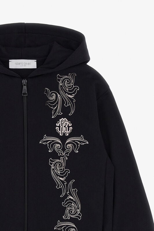 JU Baroque Embellished Zip-Up Hoodie JU Baroque Embellished Zip-Up Hoodie Black TJT66L-CF050