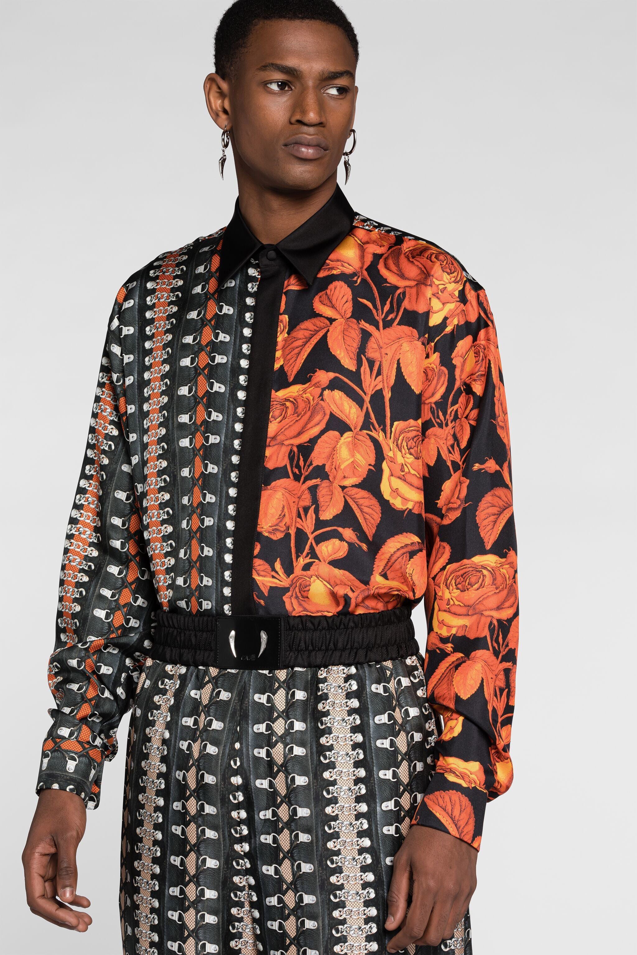 RC Seidenhemd mit Blumen-Bondage-Print RC Seidenhemd mit Blumen-Bondage-Print ORANGE/BLACK PNT731-4QF24