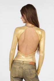RC Golden Beige Bodysuit with Serpentine Print BEIGE/GOLD WWT604-OOS31